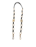 Black Leather Gold Chain Bag Accessory Shoulder Strap