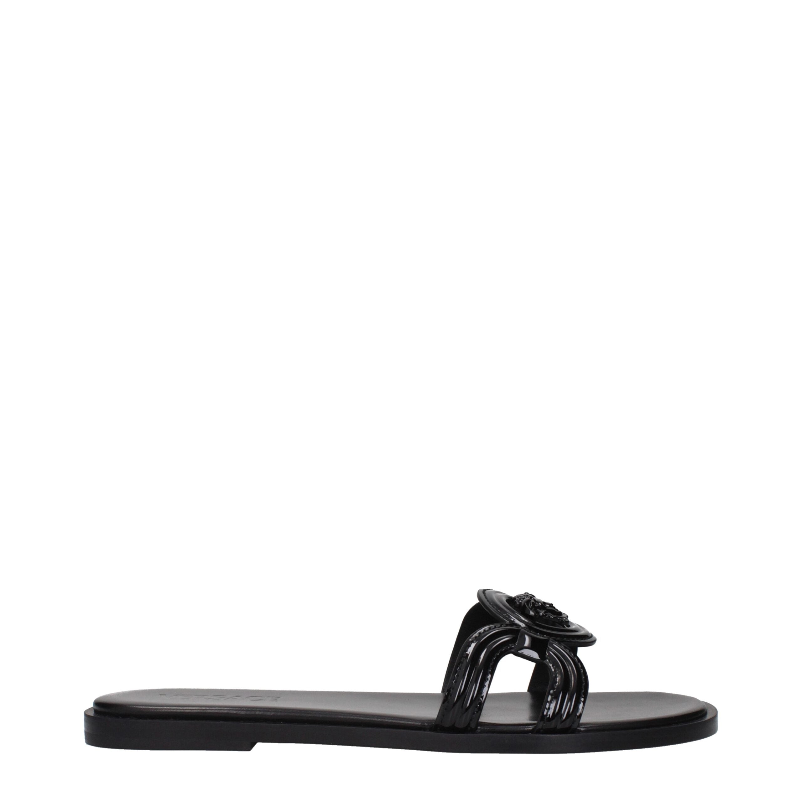 Black Leather Slippers