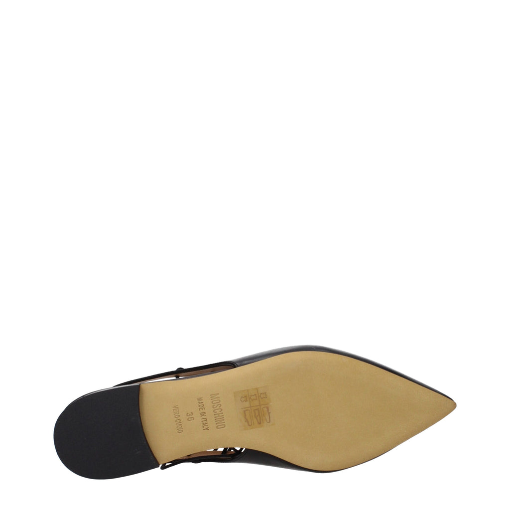 Black Leather Flats