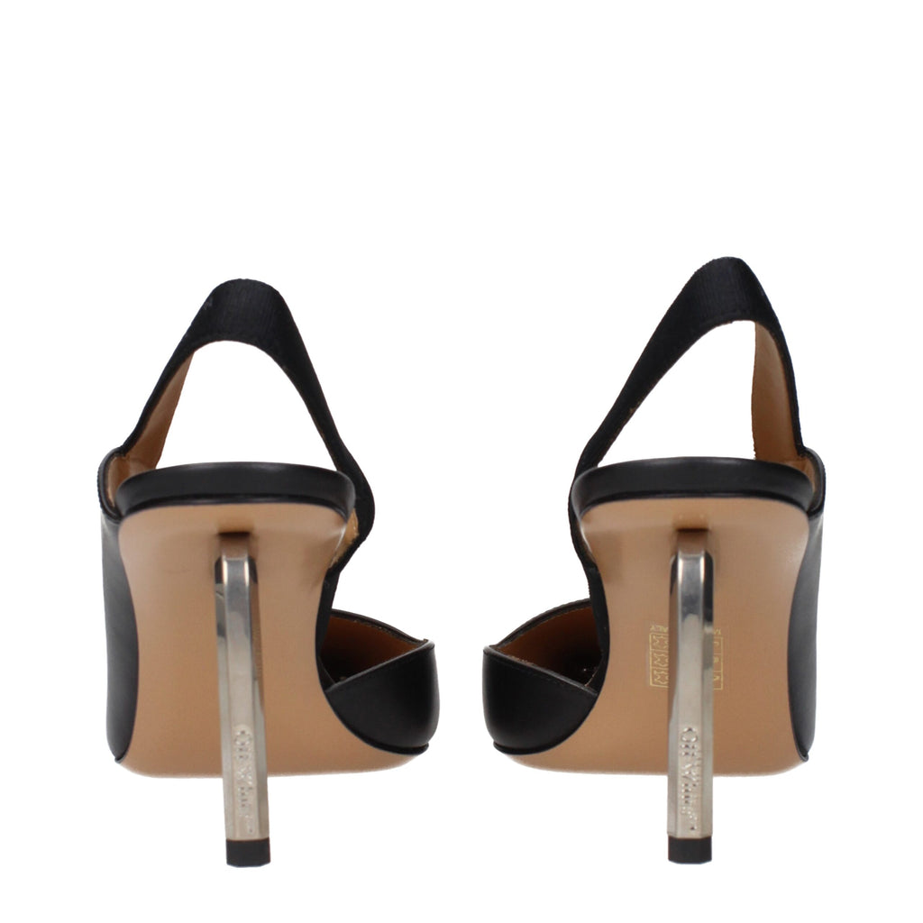 Black Leather High Heel Pumps
