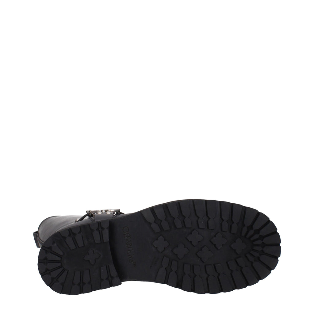 Black Leather Flat Boots