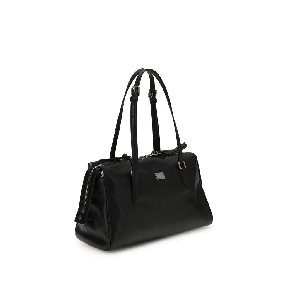Schwarze Schultertasche aus Kalbsleder Bos Taurus