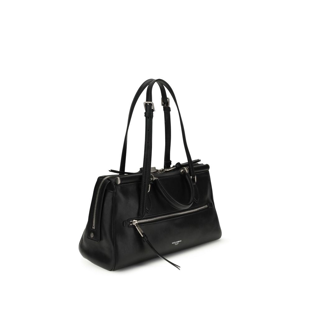 Schwarze Schultertasche aus Kalbsleder Bos Taurus