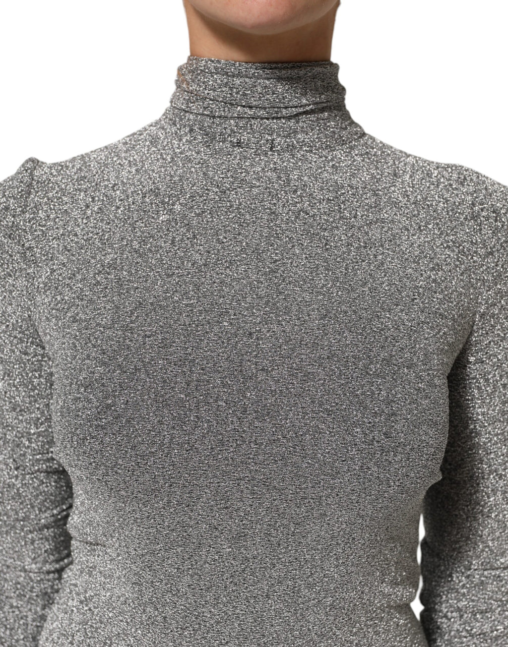 Gray Nylon Bodycon Sheath Long Sleeves Dress