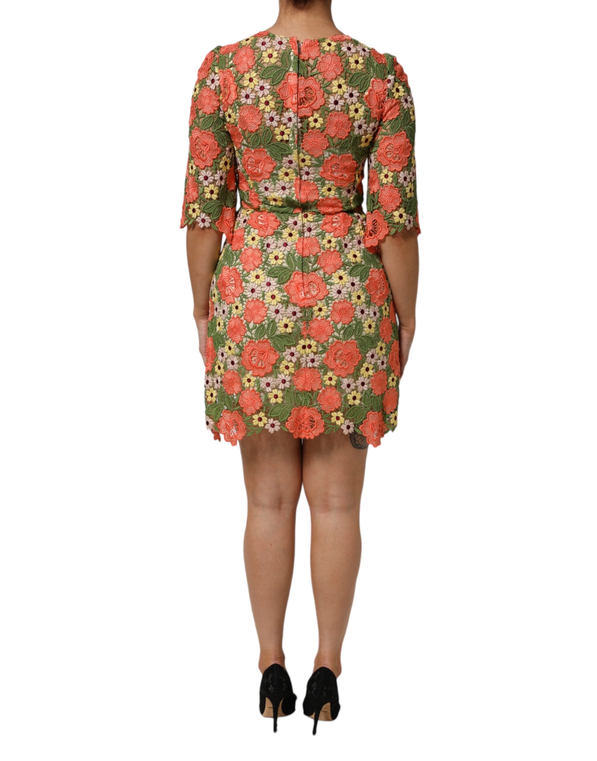 Multicolor Floral Embroidery Aline Mini Dress