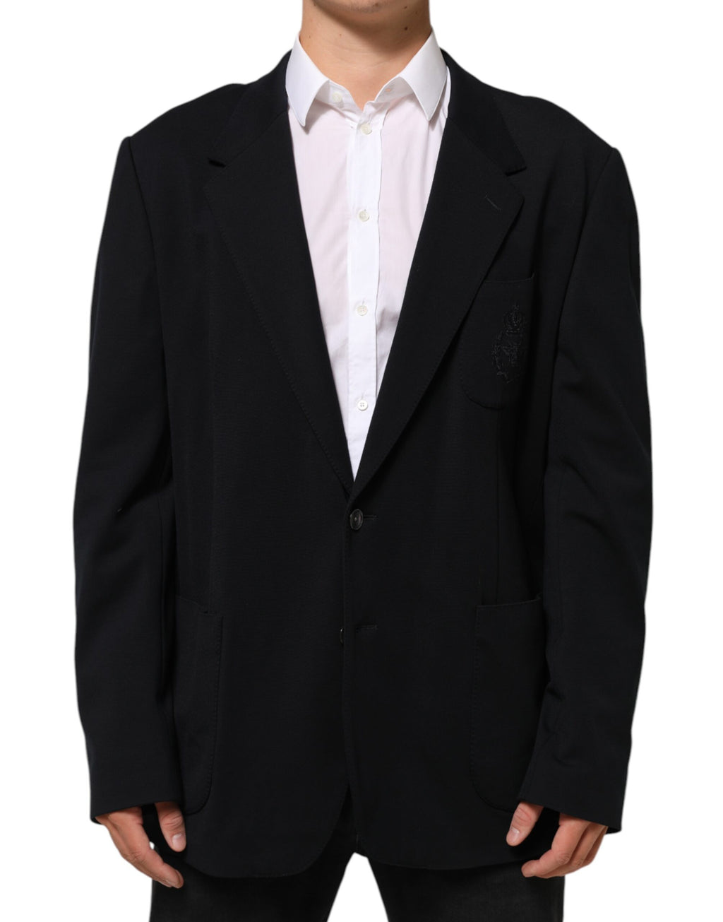 Black Viscose 2 Buttons Suit Jacket Blazer