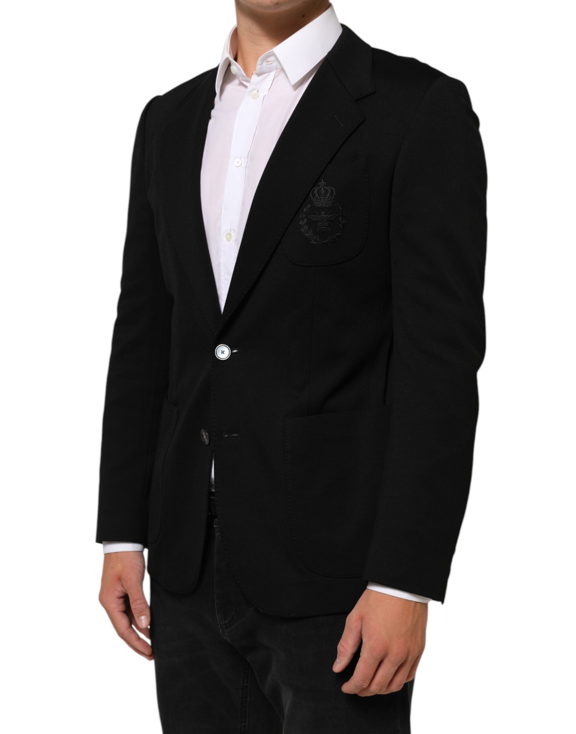 Black Viscose 2 Buttons Suit Jacket Blazer