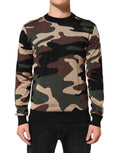 Multicolor Camouflage Crew Neck Men Pullover Sweater