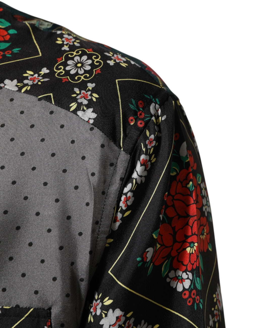 Multicolor Patchwork Long Sleeves Silk Shirt
