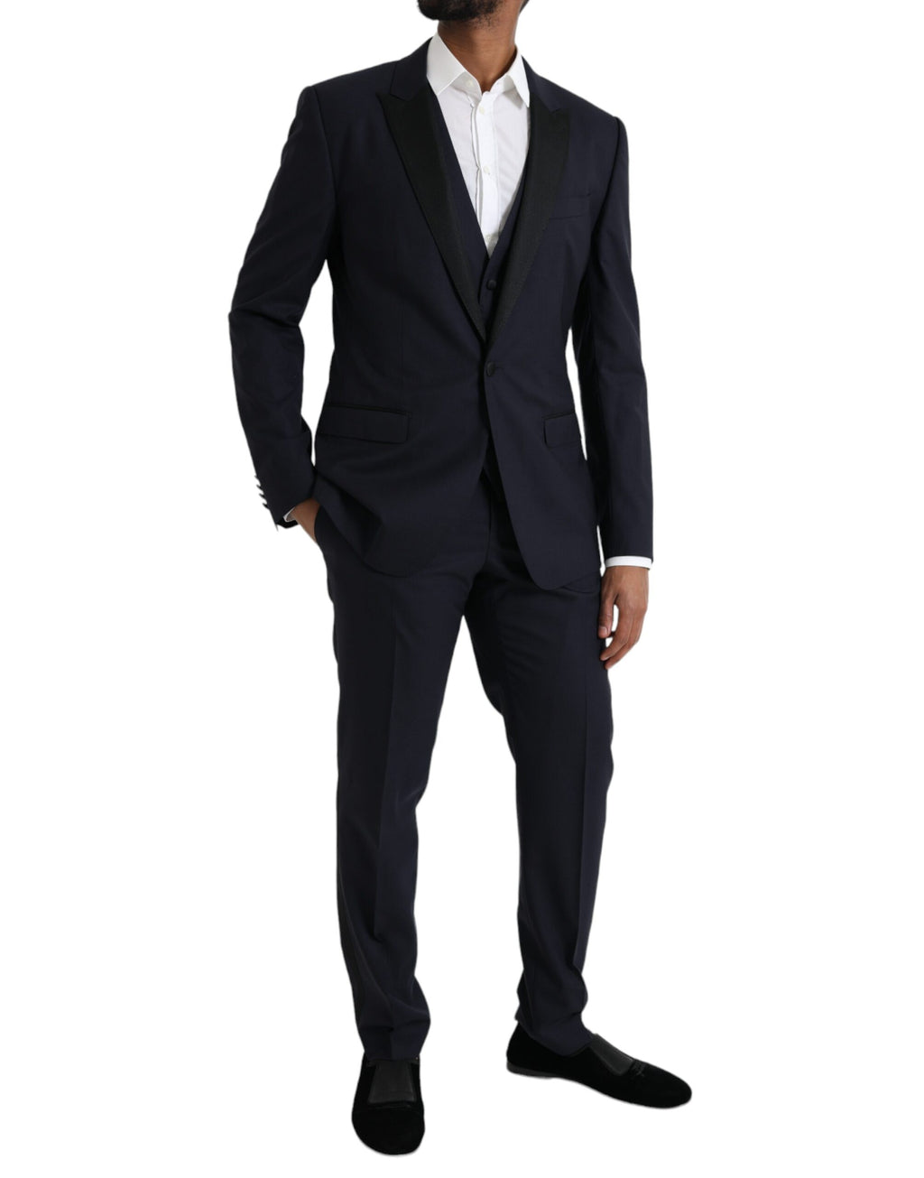 Blue Wool MARTINI 1 Button Men 3 Piece Suit