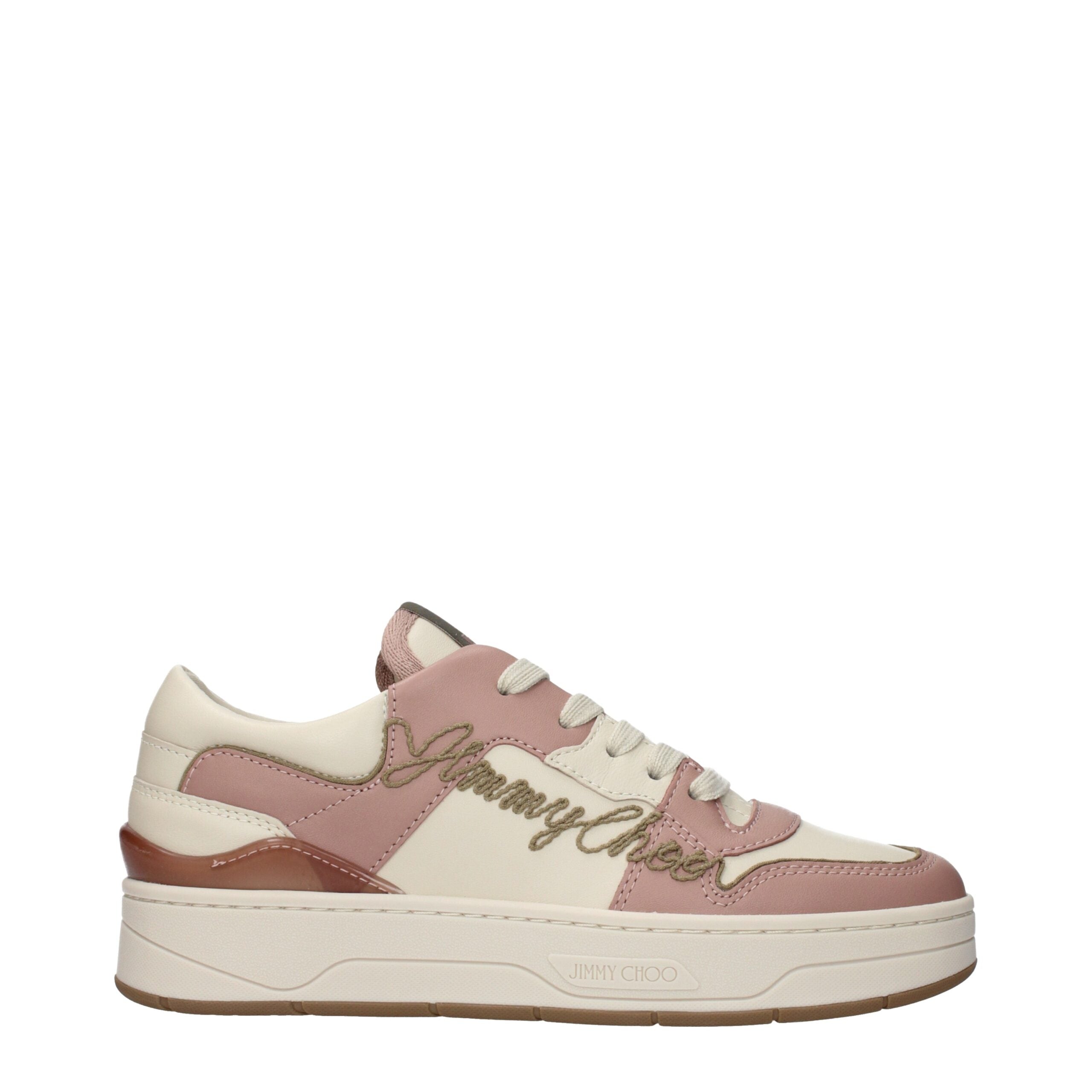 Rosa Leder-Sneaker mit niedrigem Schaft