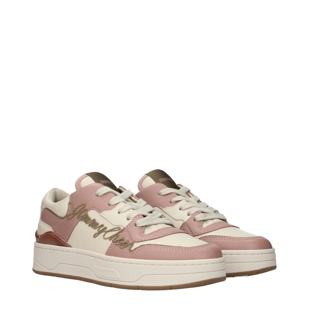 Rosa Leder-Sneaker mit niedrigem Schaft