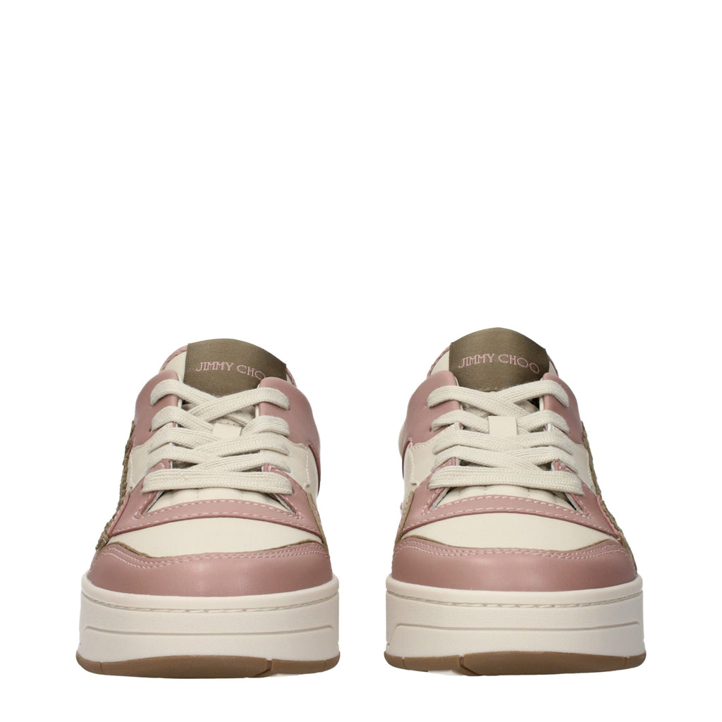 Rosa Leder-Sneaker mit niedrigem Schaft