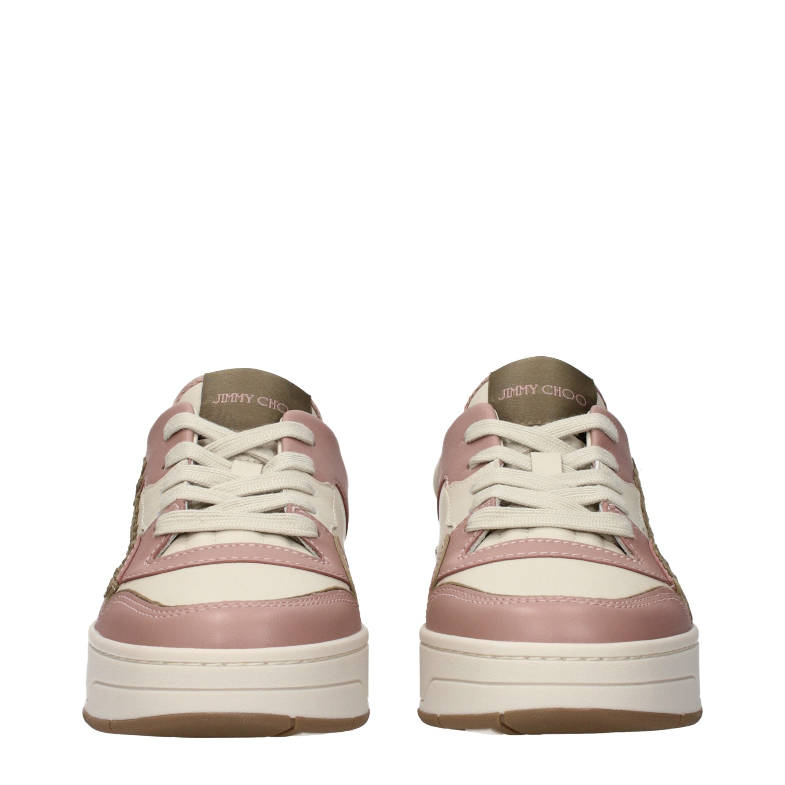 Rosa Leder-Sneaker mit niedrigem Schaft