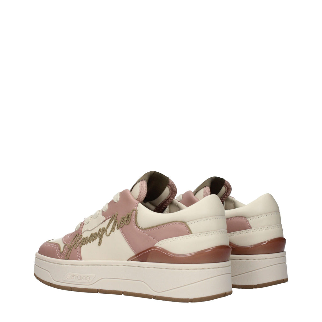 Rosa Leder-Sneaker mit niedrigem Schaft