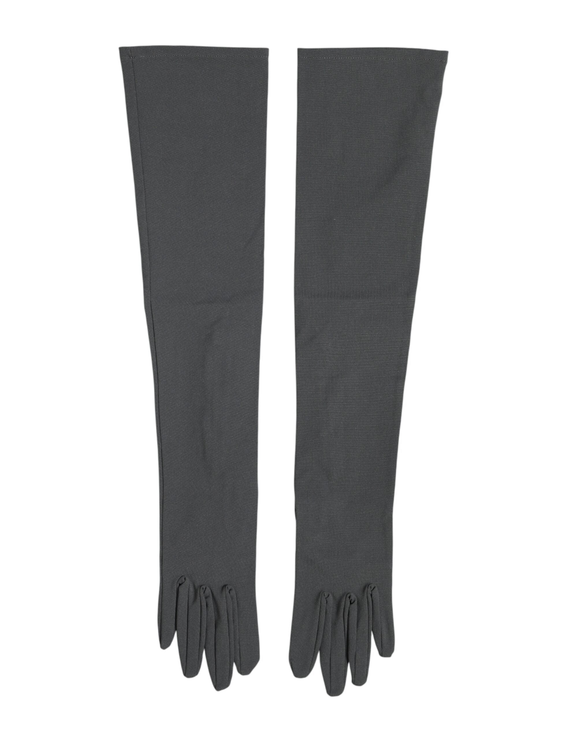 Dark Gray Viscose Elbow Length Mitten Men Gloves