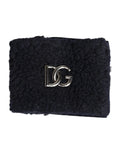 Black Polyester Logo Plaque Men One Size Wristband