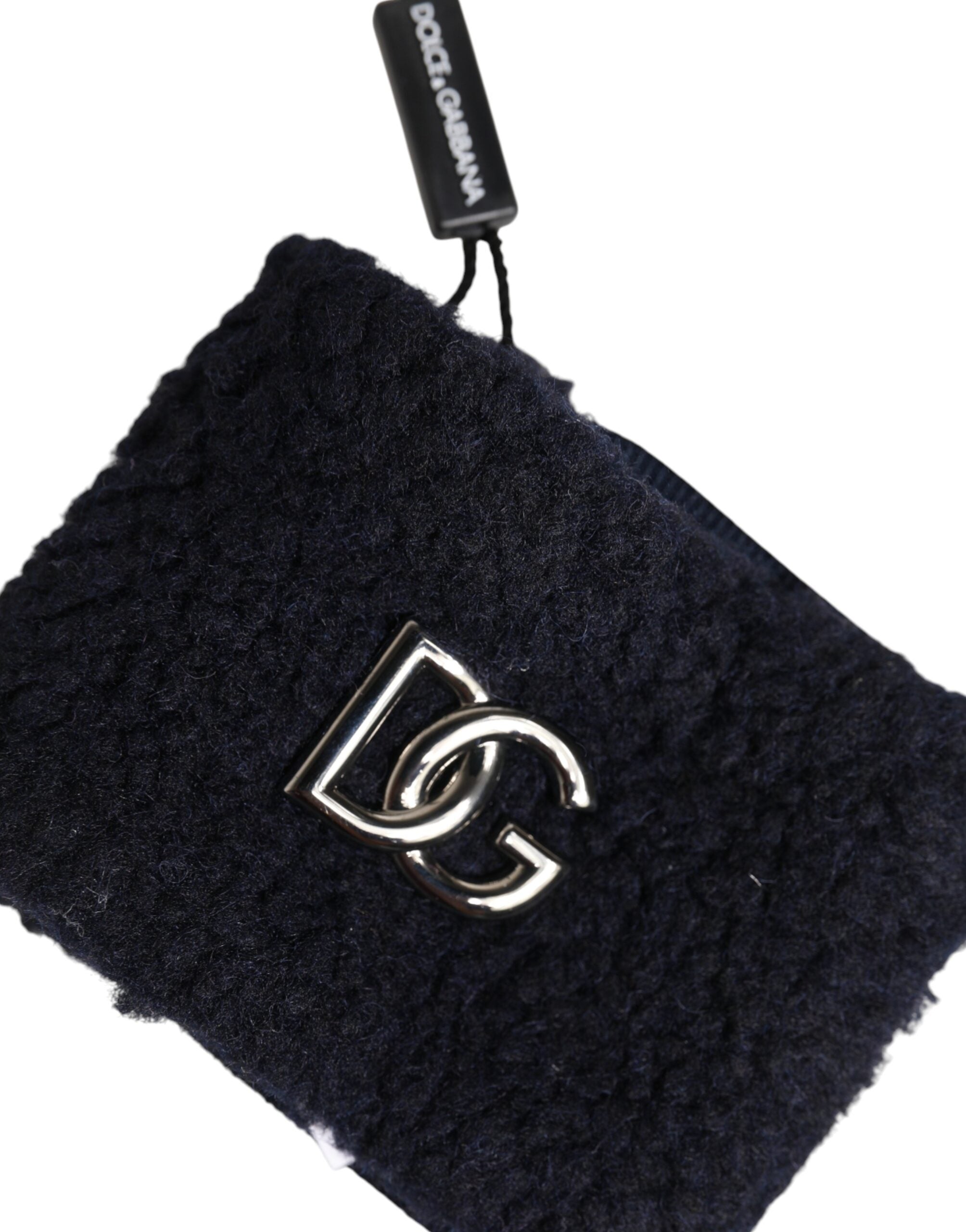 Black Polyester Logo Plaque Men One Size Wristband