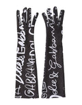 Black White DG Logo Elbow Length Mitten Gloves