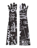 Black White DG Logo Elbow Length Mitten Gloves