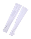 White Nylon Fingerless Elbow Length Women Gloves