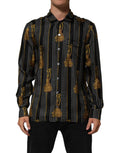 Black Dotted Tassel Silk Button Down Shirt