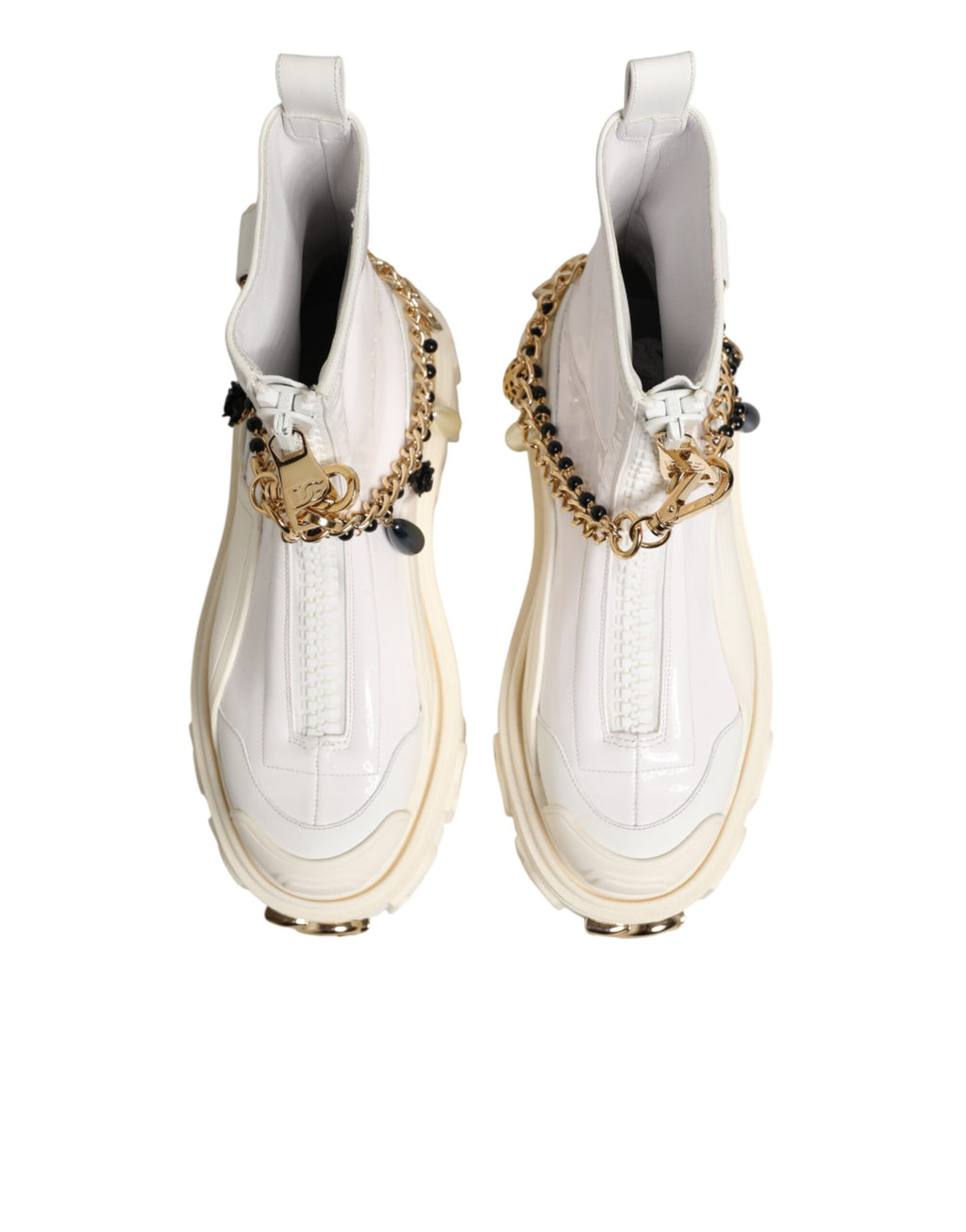 White Leather Rubber Logo Ankle Boots Shoes
