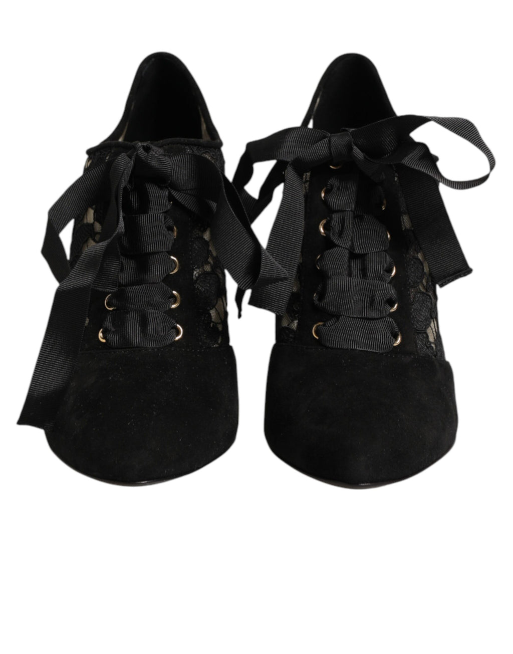 Black Floral High Heels LACE-UPS Pumps Shoes