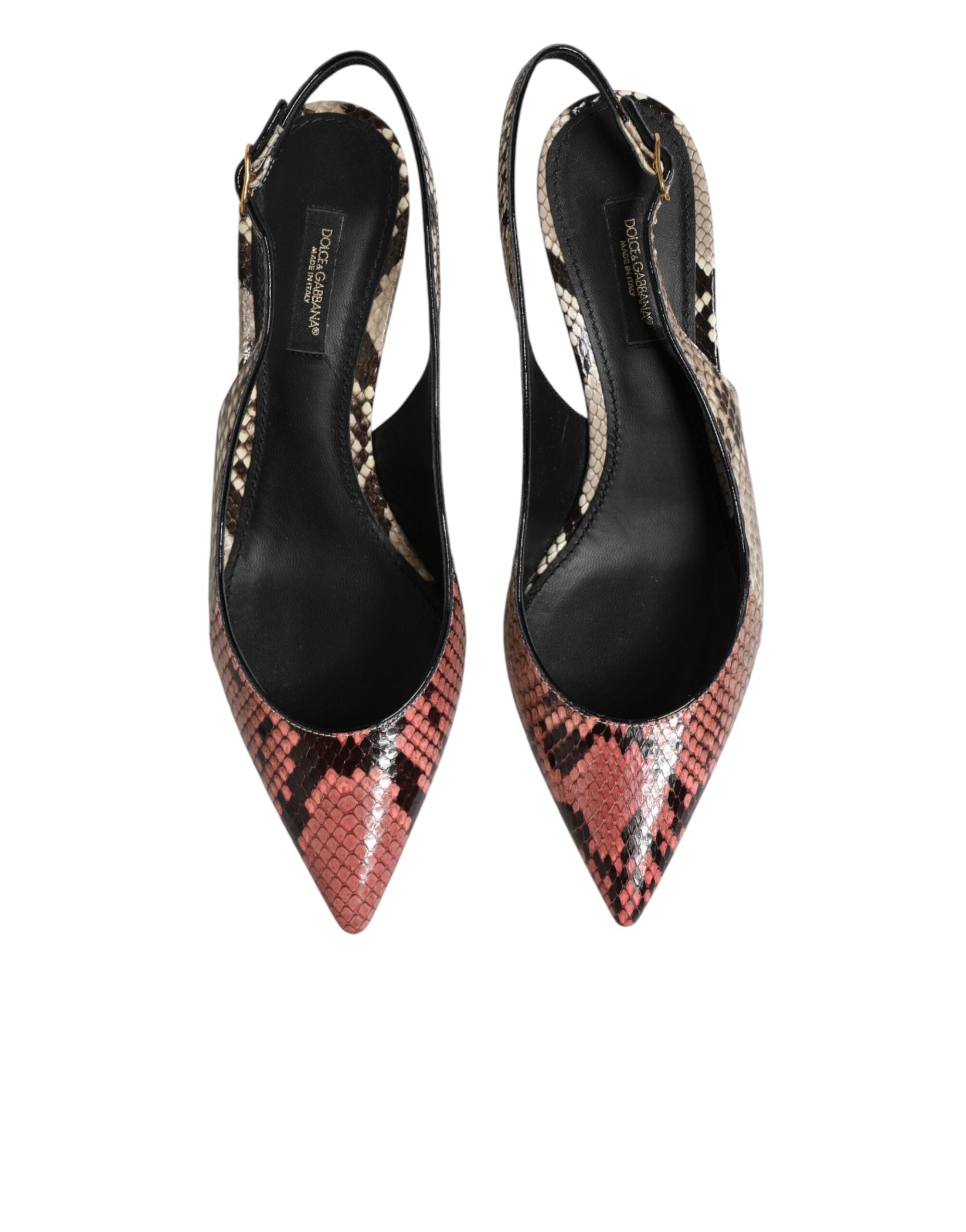 Multicolor Leather Heels Slingback Shoes