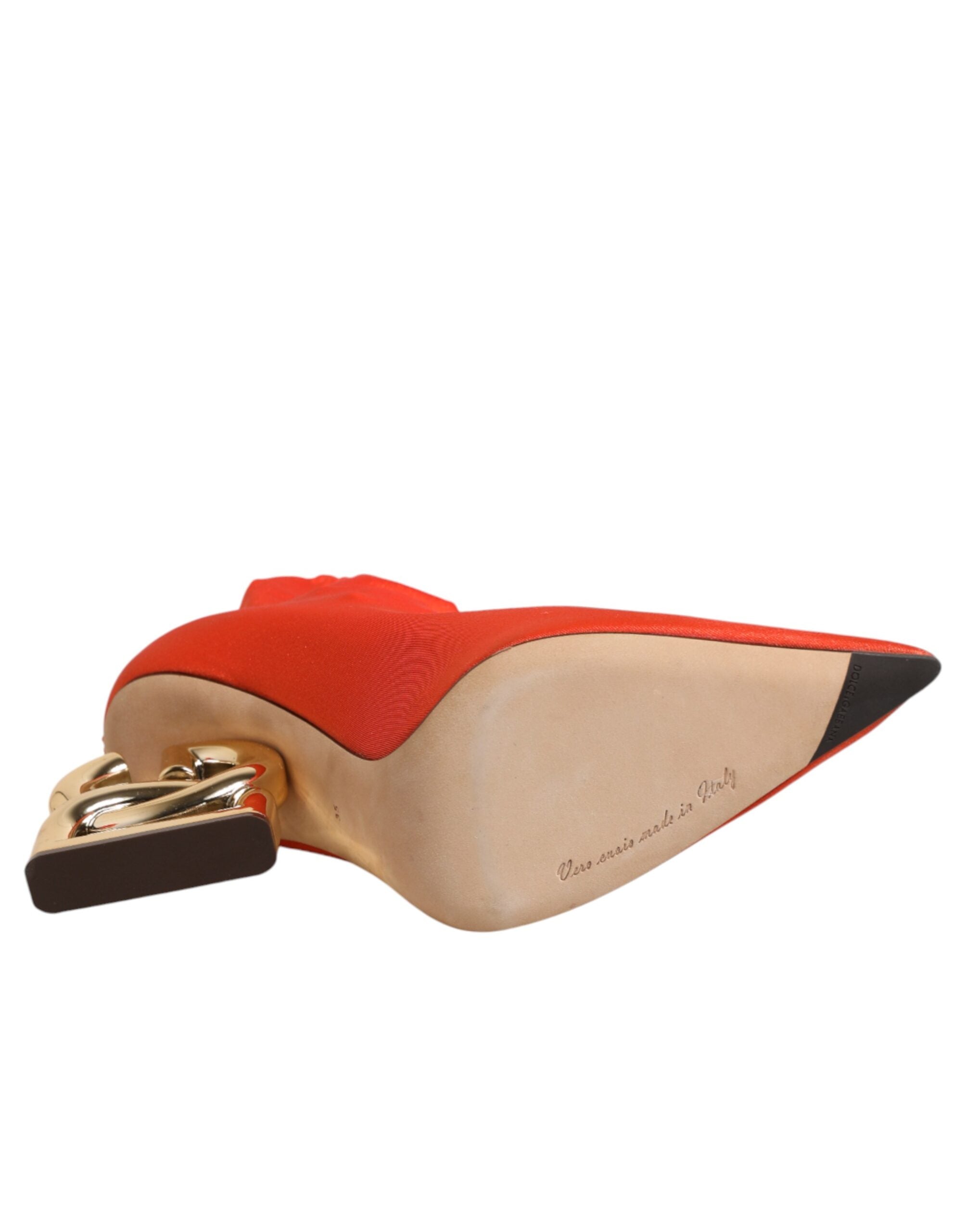 Orange DG Logo Heels Ankle Boots Shoes