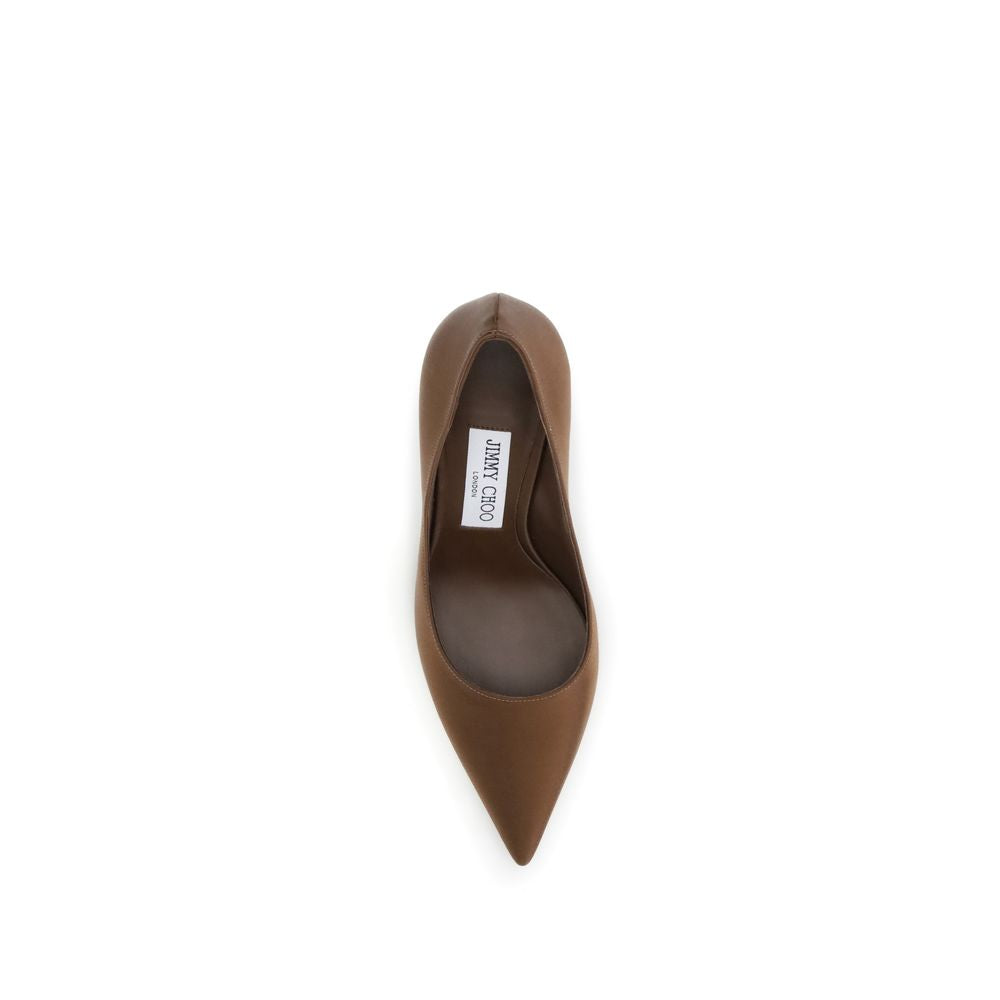 Brown Silk High Heel Pumps
