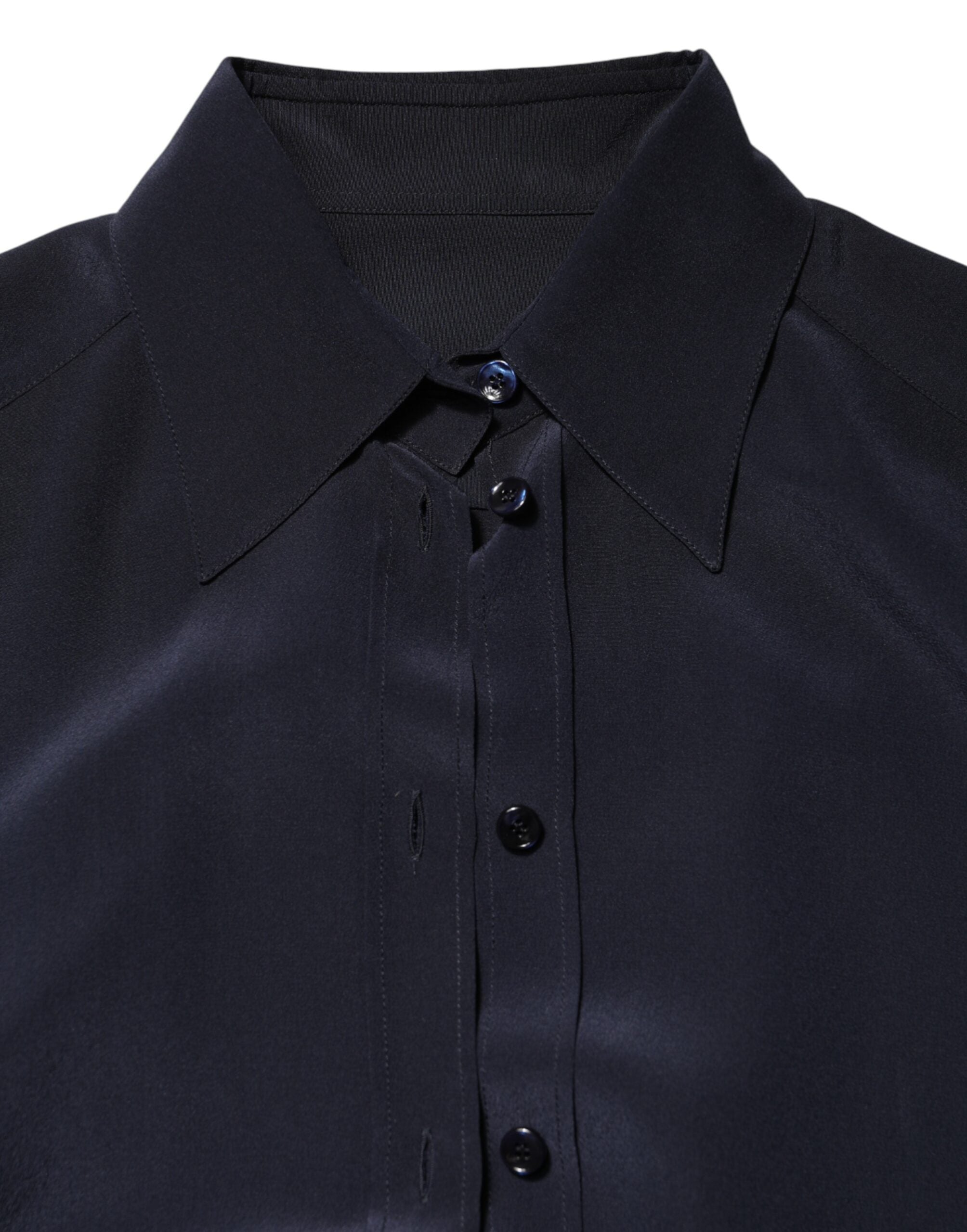 Blue Collared Long Sleeves Dress Shirt Top