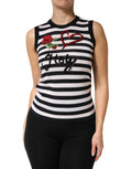 Black White Cashmere Silk Sleeveless Top