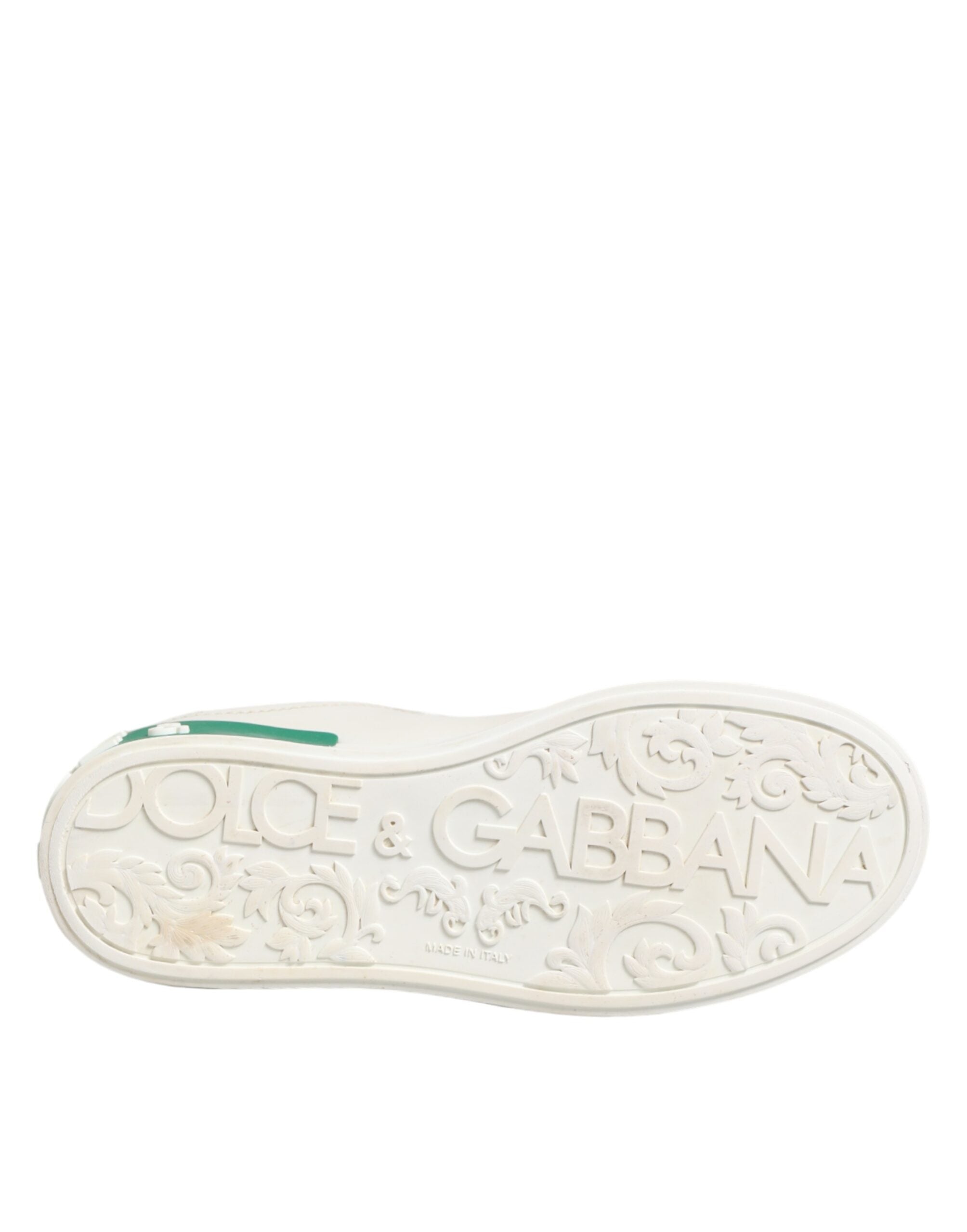 White Green Leather Low Top Sneakers Shoes