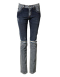 Blue Two Tone Cotton Men Skinny Denim Jeans