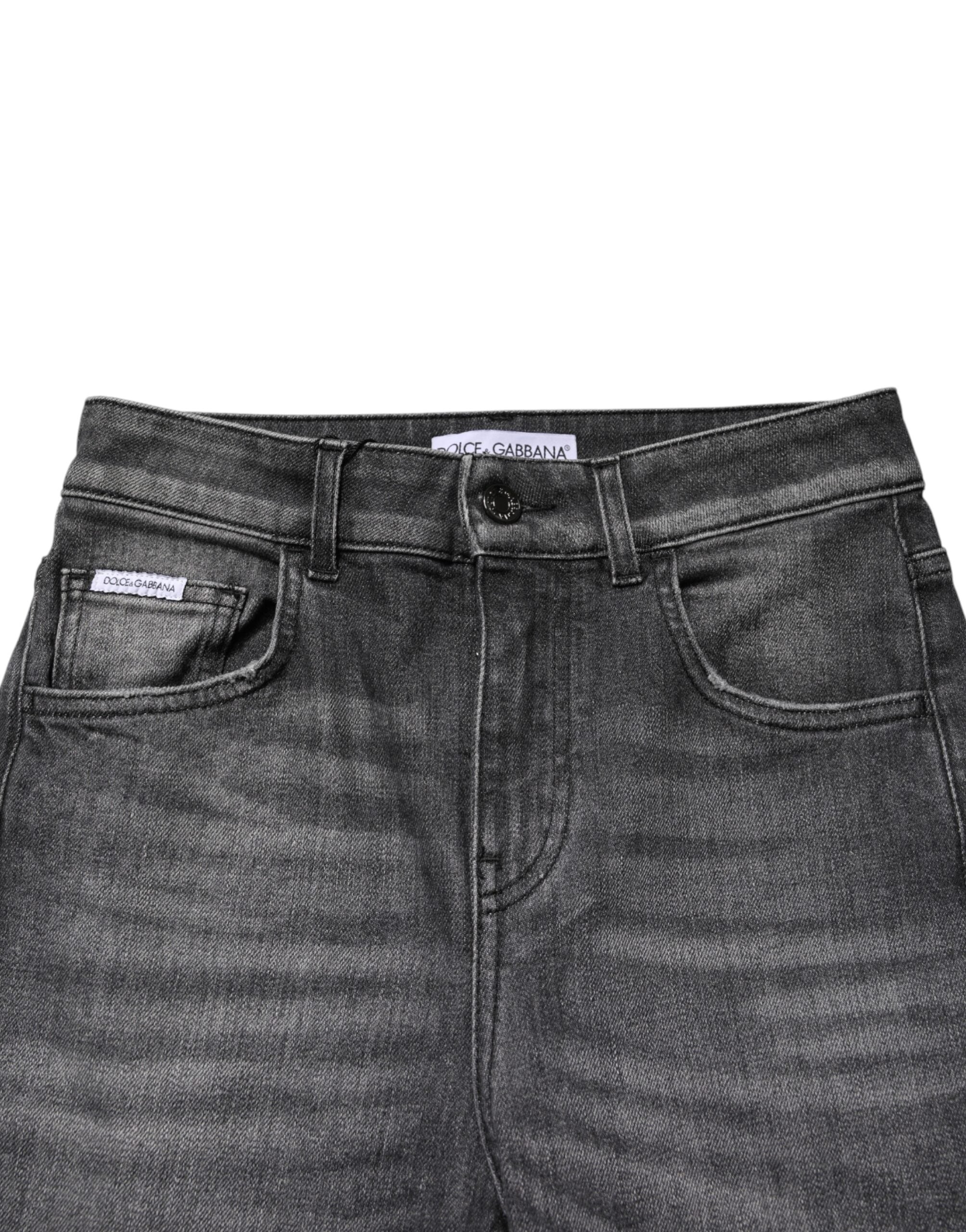 Gray High Waist Cotton Skinny Denim Jeans