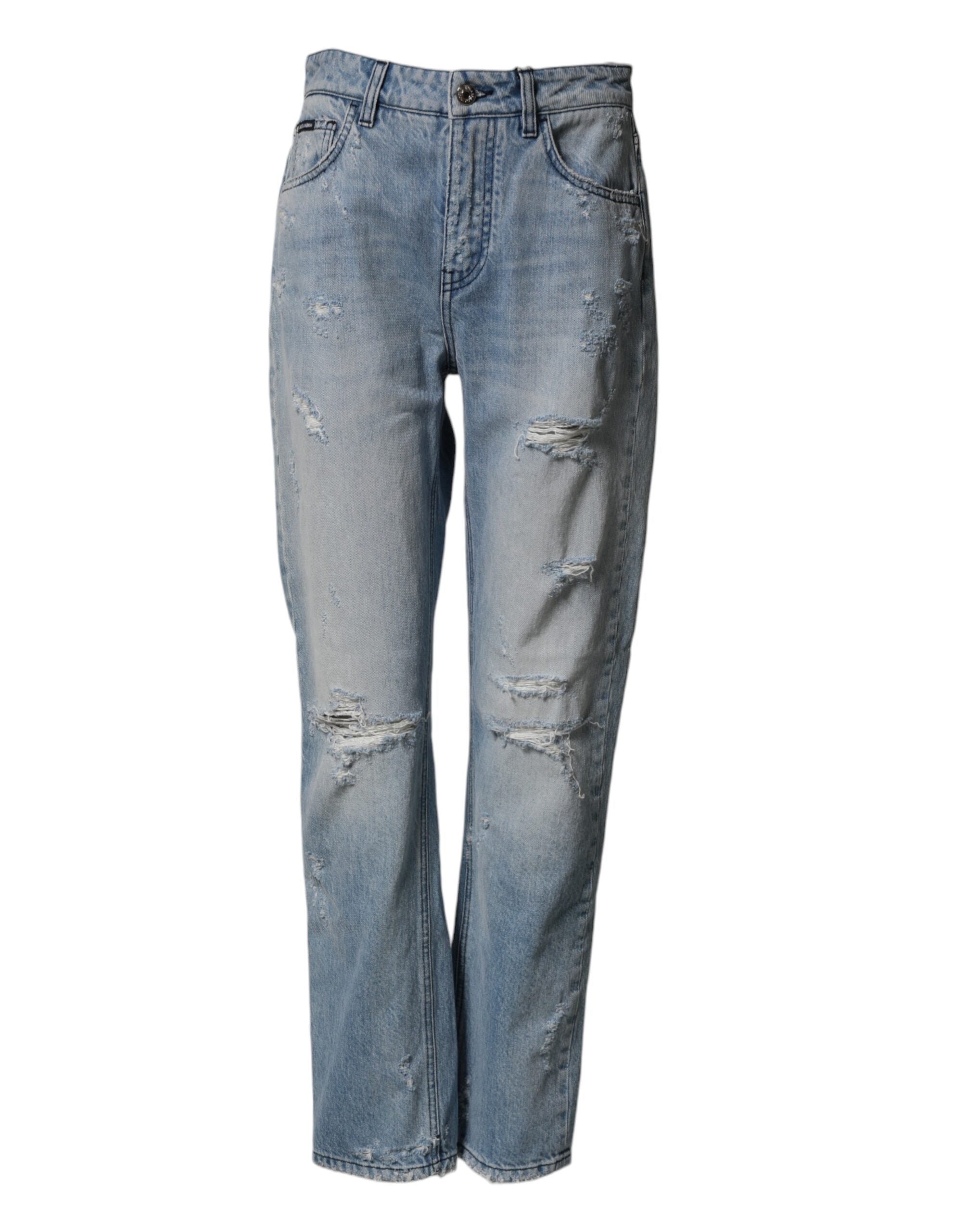 LightBlue Ripped Washed BOYFRIEND Denim Jeans