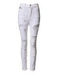 White Distressed High Waist Denim Jeans