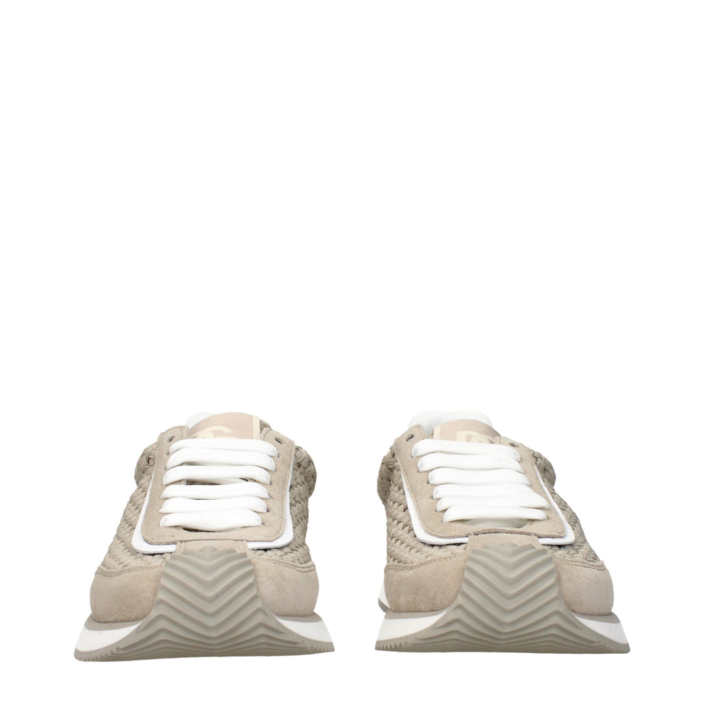 Beige Fabric Low Top Sneakers