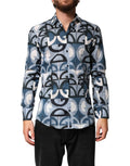 Blue MARTINI Long Sleeves Casual Logo Shirt
