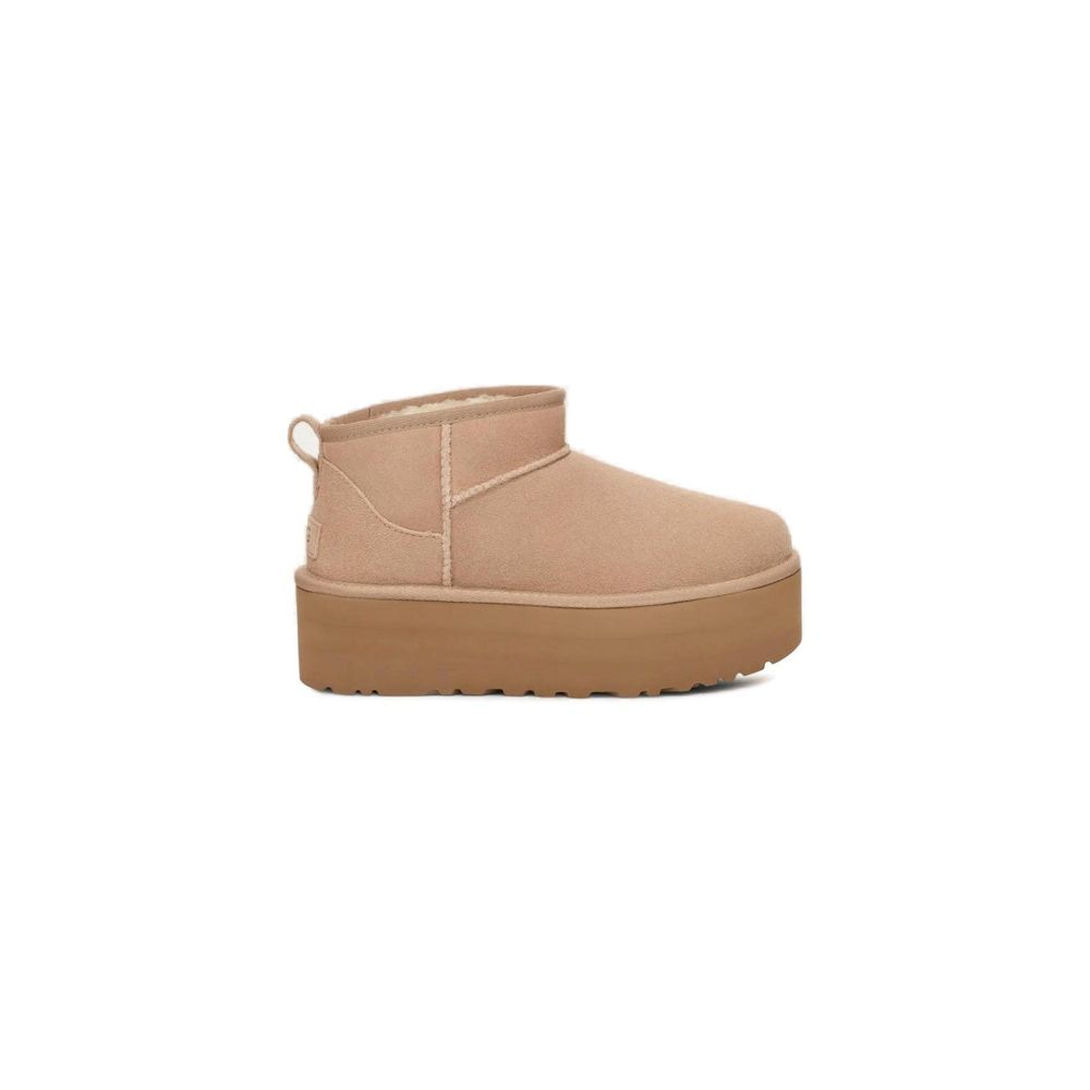 Beige Suede Leather Ankle Boots