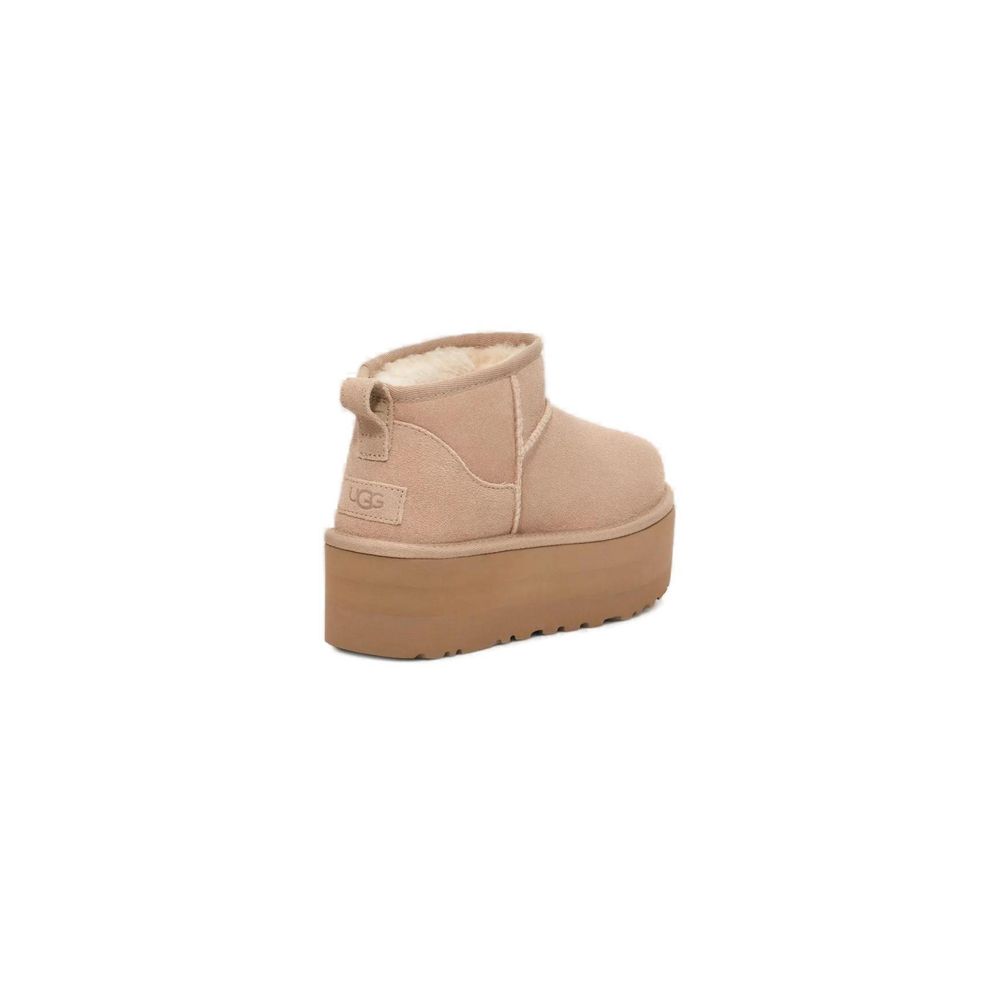Beige Suede Leather Ankle Boots