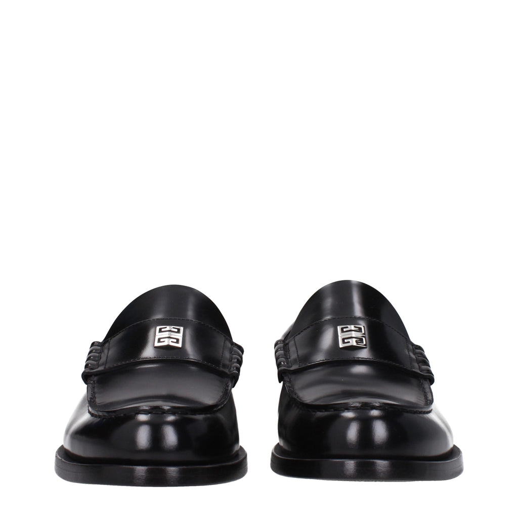 Black Leather Slip-On Loafers