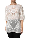 White Embroidery Lace Cotton Blouse Top
