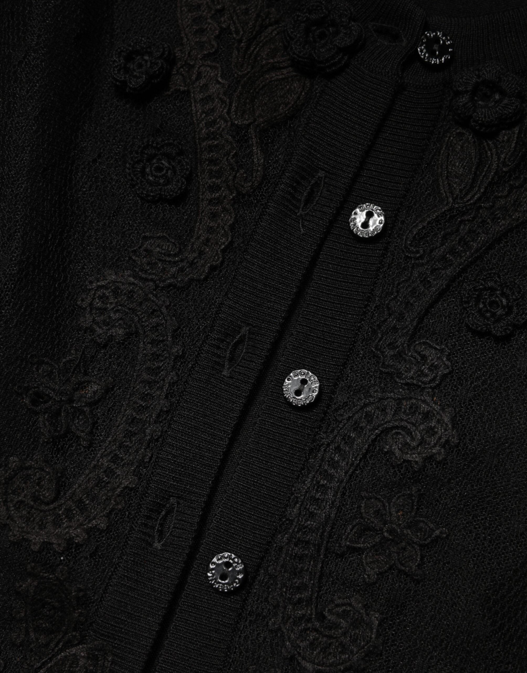 Black Sheer Button Down Cardigan Sweater