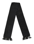 Black Logo Silk Fringes Neck Foulard Scarf