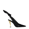 Black Leather High Heel Pumps