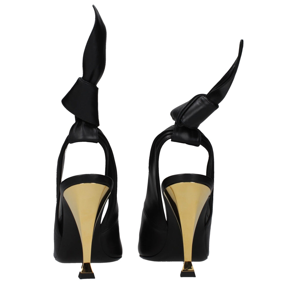 Black Leather High Heel Pumps