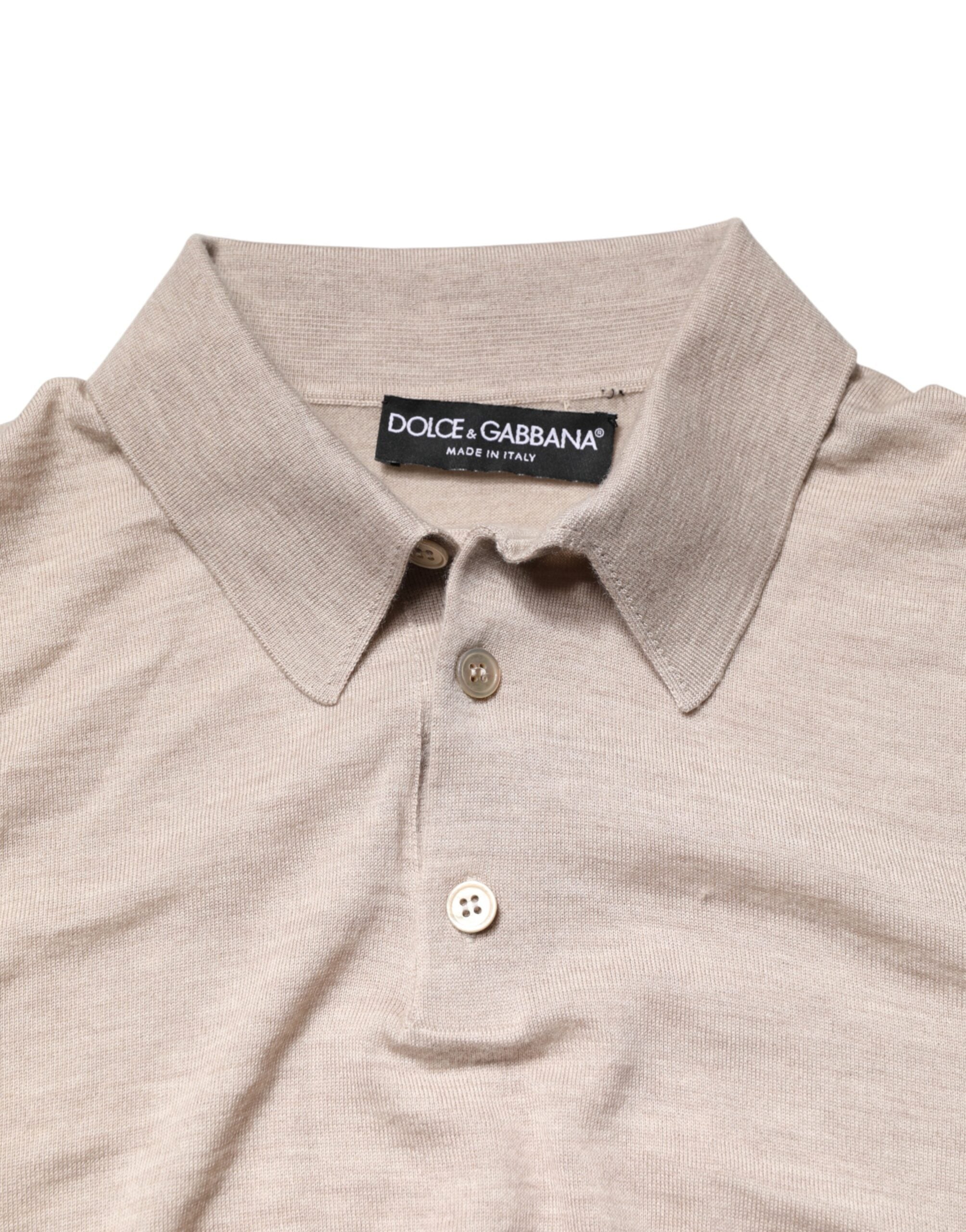 Beige Cashmere Collared PoloPullover  Sweater