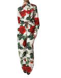 White Floral Print Cotton Jumpsuit Dress